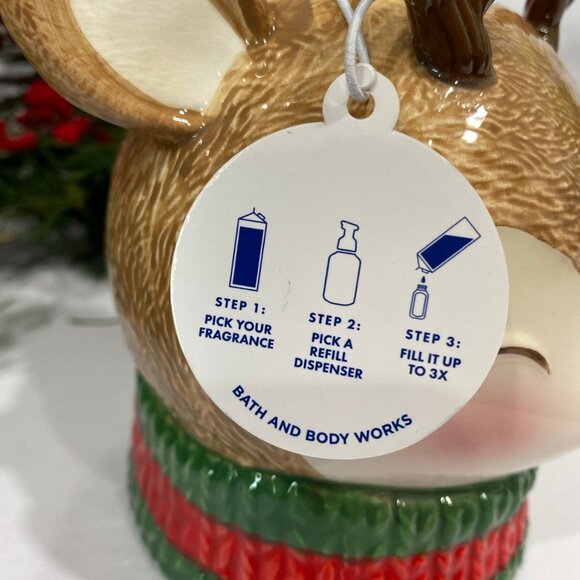 Bath & Body Works Christmas Holiday Winter “Reindeer” Ceramic Soap Dispenser New - Picture 7 of 8
